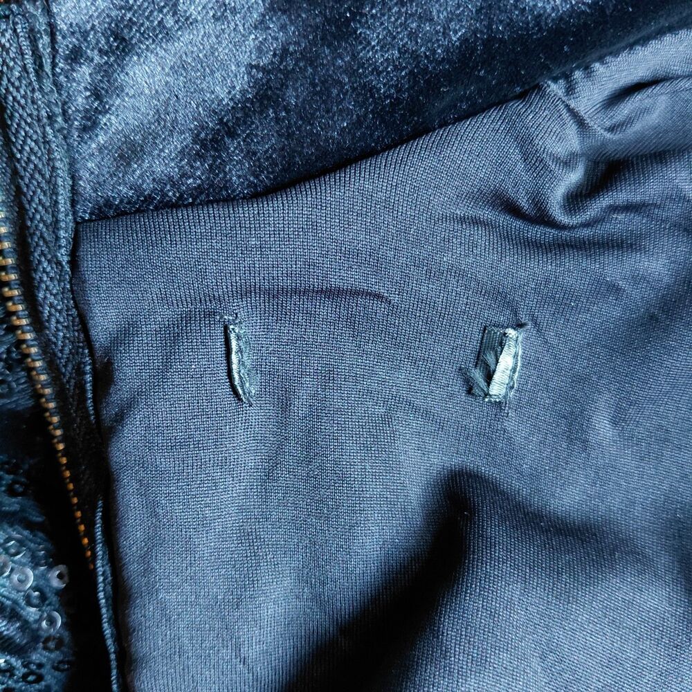 Y2K Whimsigoth Black Sequin Prom Dress L Bodycon Cutout Goth Glam Dark Feminine - Picture 5 of 15